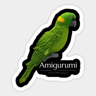 Amigurumi Parrot, white lettering Sticker